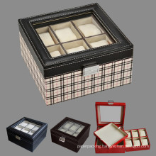 Leather Watch Display Gift Storage Boxes with Clear Window